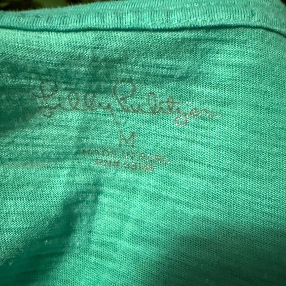 Lilly Pulitzer Kelly Green Women's Sz M Scoop Neck Short Sleeve Tee - Picture 7 of 7
